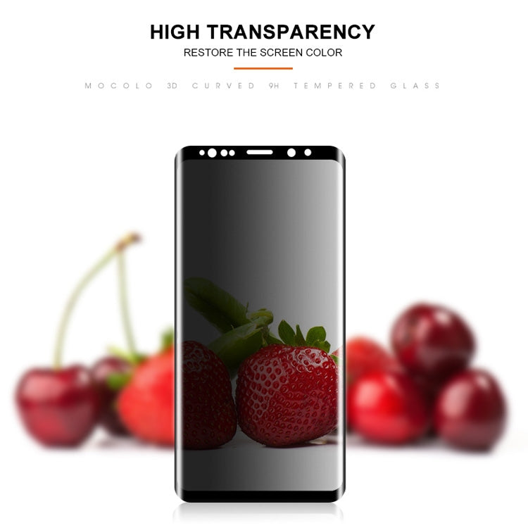 mocolo 0.33mm 9H 3D Round Edge Privacy Anti-glare Tempered Glass Film for Galaxy Note9 (Black)