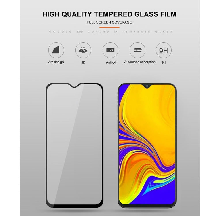 mocolo 0.33mm 9H 2.5D Silk Print Tempered Glass Film for Galaxy A30 / Galaxy A50, Fingerprint Unlock Is Not Supported (Black)