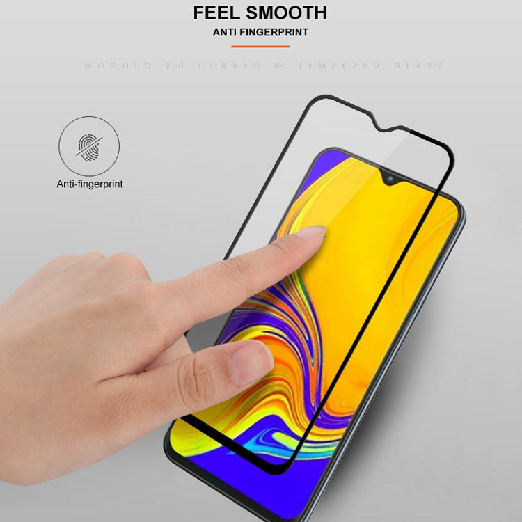 mocolo 0.33mm 9H 2.5D Silk Print Tempered Glass Film for Galaxy A30 / Galaxy A50, Fingerprint Unlock Is Not Supported (Black)