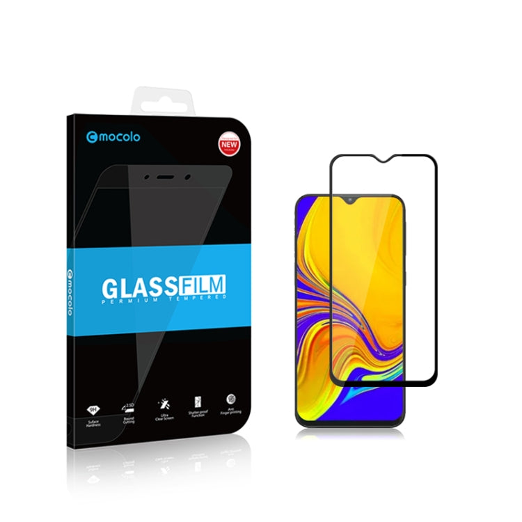 mocolo 0.33mm 9H 2.5D Silk Print Tempered Glass Film for Galaxy A30 / Galaxy A50, Fingerprint Unlock Is Not Supported (Black)