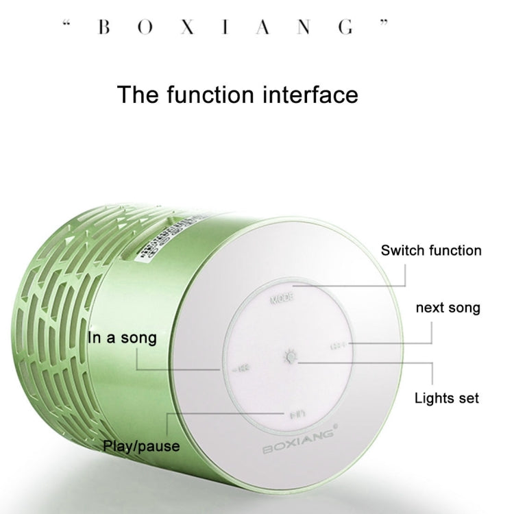 BOXIANG Q5 Multifunctional Color LED Light Wireless Bluetooth Speaker , with Mic, Support Hands-free Answer Phone & FM Radio & TF Card & Touch Button