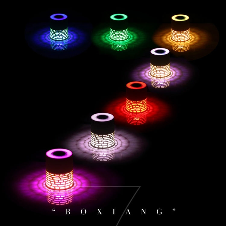 BOXIANG Q5 Multifunctional Color LED Light Wireless Bluetooth Speaker , with Mic, Support Hands-free Answer Phone & FM Radio & TF Card & Touch Button