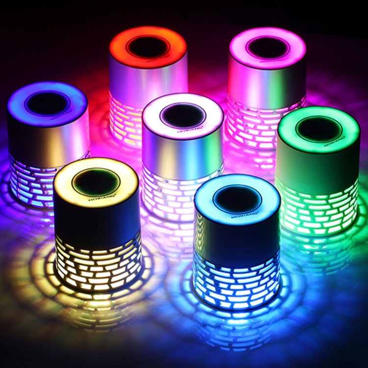 BOXIANG Q5 Multifunctional Color LED Light Wireless Bluetooth Speaker , with Mic, Support Hands-free Answer Phone & FM Radio & TF Card & Touch Button