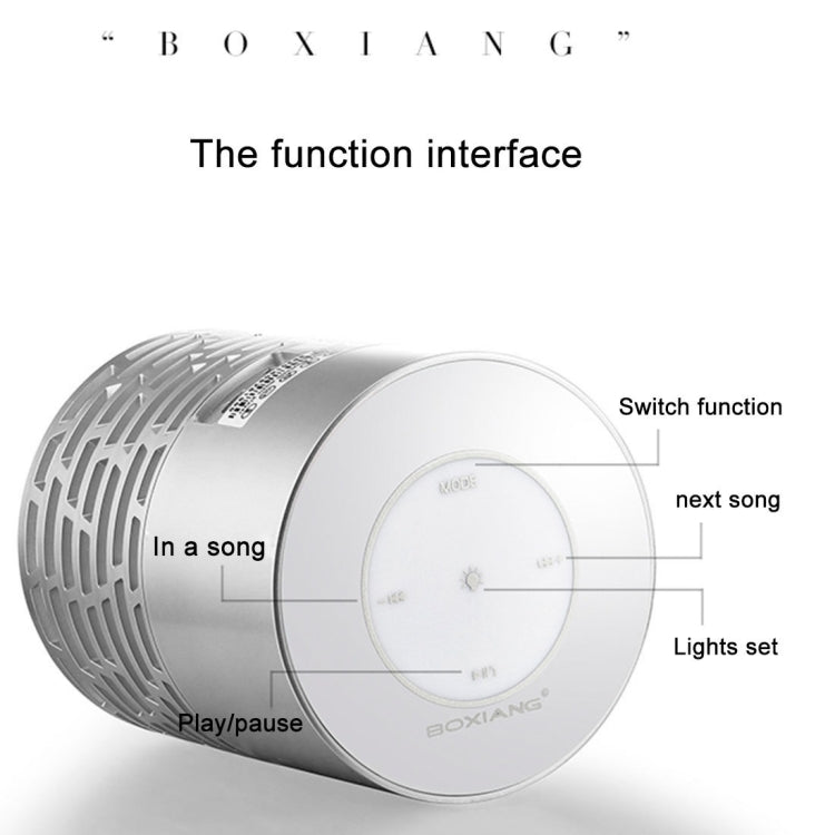 BOXIANG Q5 Multifunctional Color LED Light Wireless Bluetooth Speaker , with Mic, Support Hands-free Answer Phone & FM Radio & TF Card & Touch Button
