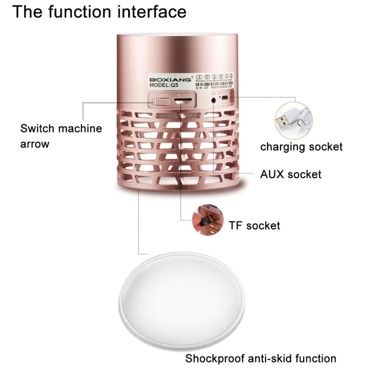 BOXIANG Q5 Multifunctional Color LED Light Wireless Bluetooth Speaker , with Mic, Support Hands-free Answer Phone & FM Radio & TF Card & Touch Button