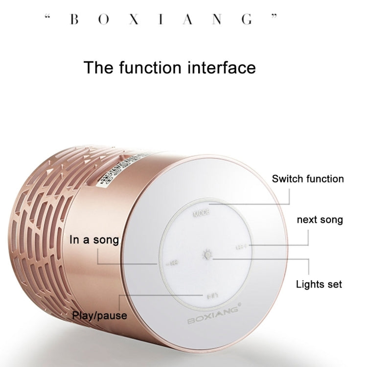 BOXIANG Q5 Multifunctional Color LED Light Wireless Bluetooth Speaker , with Mic, Support Hands-free Answer Phone & FM Radio & TF Card & Touch Button