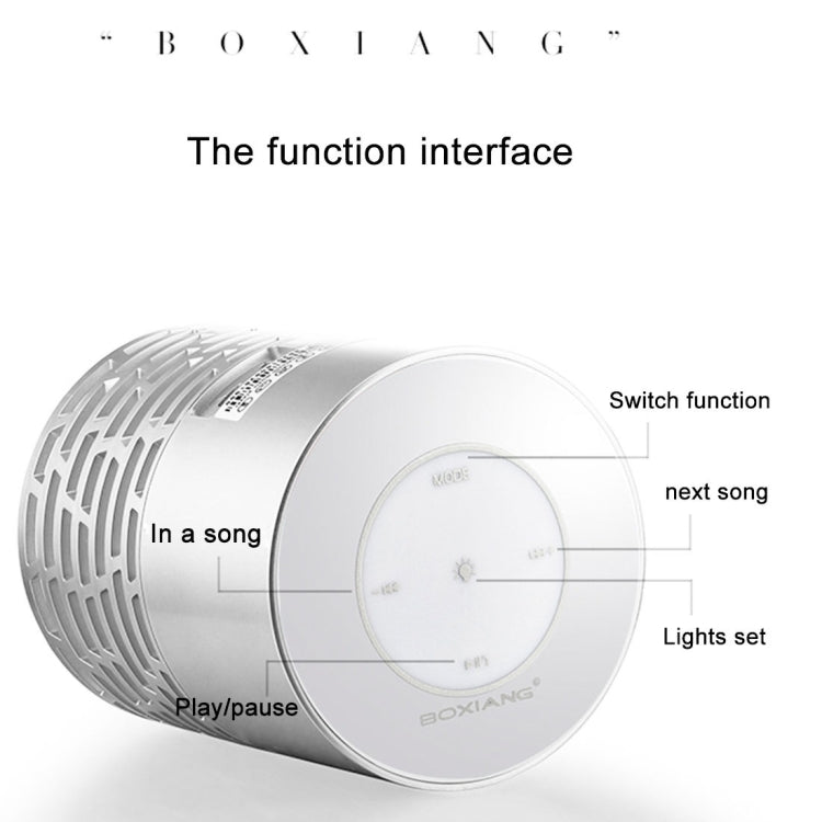 BOXIANG Q5 Multifunctional Color LED Light Wireless Bluetooth Speaker , with Mic, Support Hands-free Answer Phone & FM Radio & TF Card & Touch Button