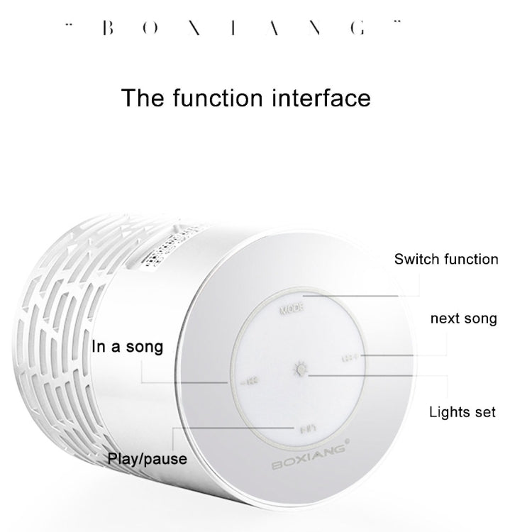 BOXIANG Q5 Multifunctional Color LED Light Wireless Bluetooth Speaker , with Mic, Support Hands-free Answer Phone & FM Radio & TF Card & Touch Button