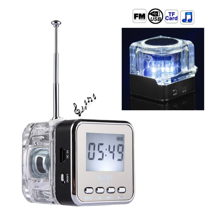 NiZHi TT-028 Multifunctional Mini Card Music Playback Speaker , with LCD Display & Color Light, Support TF Card & U-disk & AUX Line In and Out & FM Function