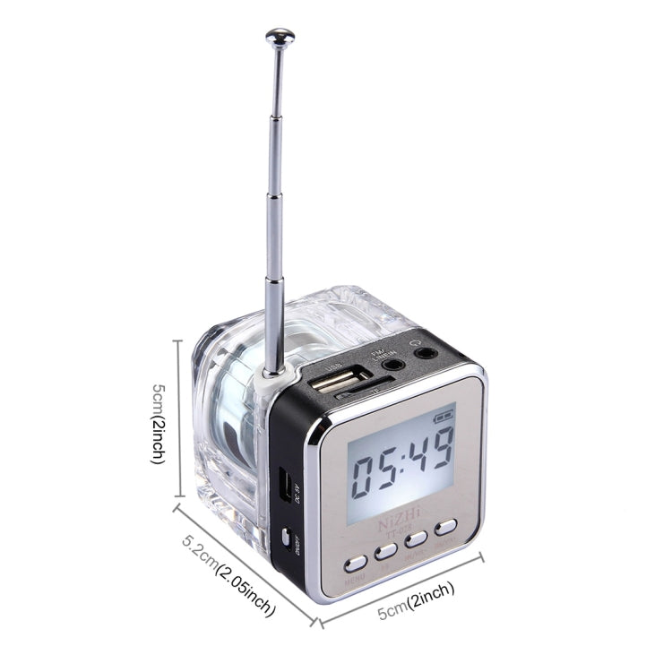 NiZHi TT-028 Multifunctional Mini Card Music Playback Speaker , with LCD Display & Color Light, Support TF Card & U-disk & AUX Line In and Out & FM Function