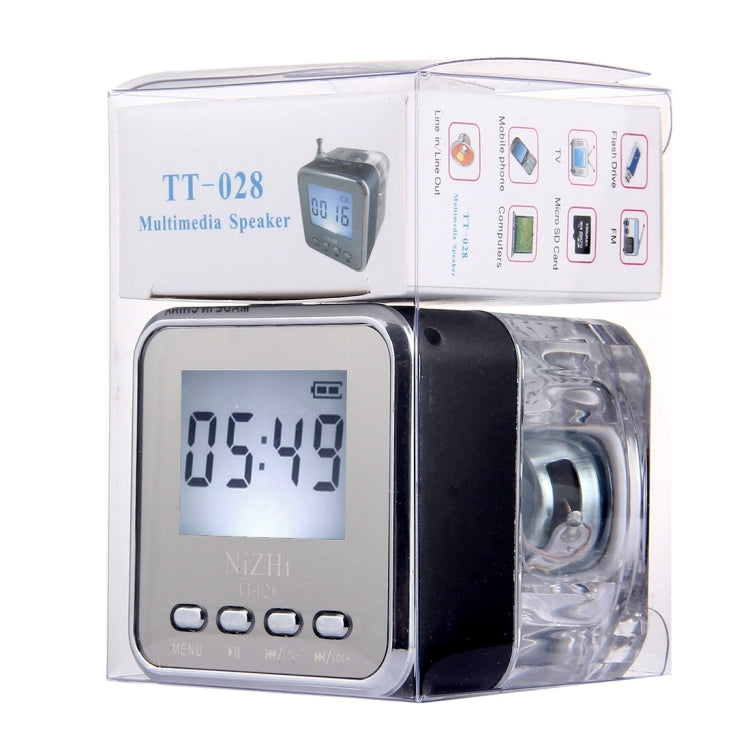 NiZHi TT-028 Multifunctional Mini Card Music Playback Speaker , with LCD Display & Color Light, Support TF Card & U-disk & AUX Line In and Out & FM Function