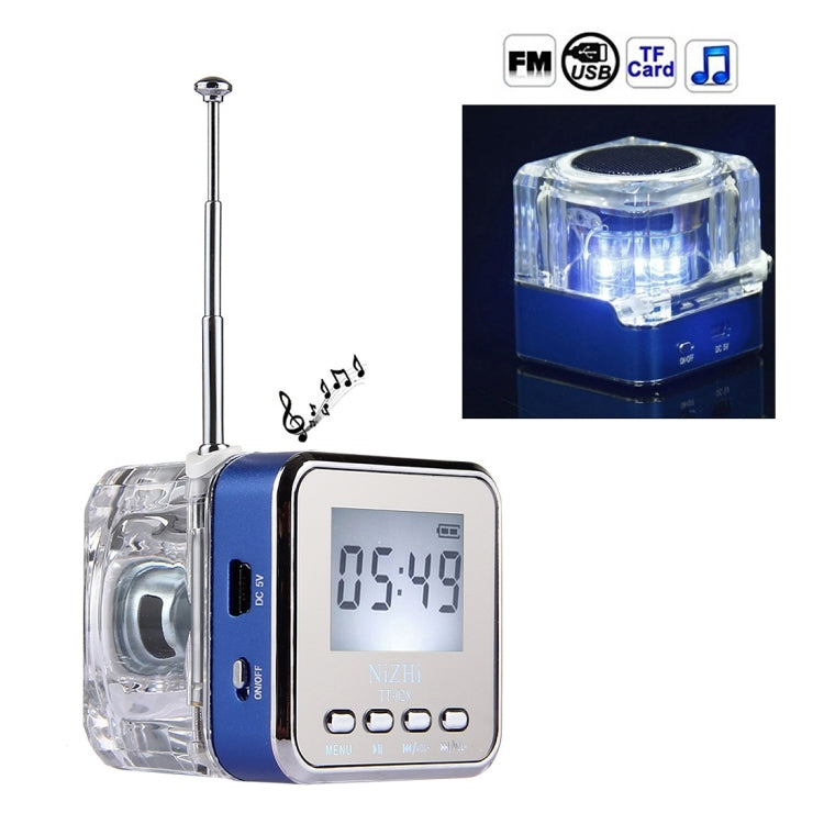 NiZHi TT-028 Multifunctional Mini Card Music Playback Speaker , with LCD Display & Color Light, Support TF Card & U-disk & AUX Line In and Out & FM Function