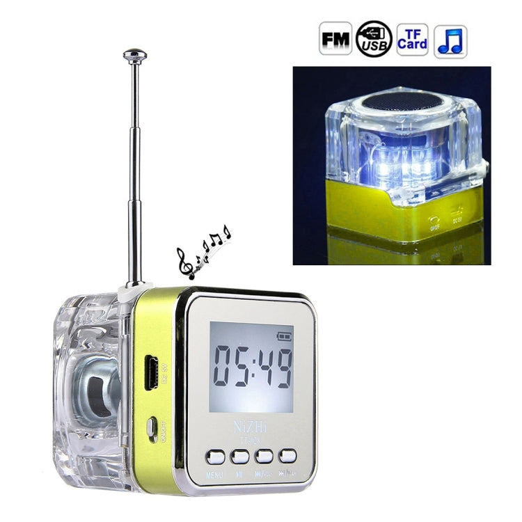 NiZHi TT-028 Multifunctional Mini Card Music Playback Speaker , with LCD Display & Color Light, Support TF Card & U-disk & AUX Line In and Out & FM Function