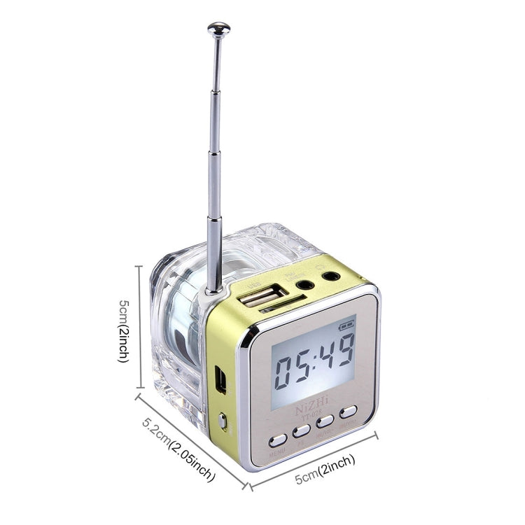 NiZHi TT-028 Multifunctional Mini Card Music Playback Speaker , with LCD Display & Color Light, Support TF Card & U-disk & AUX Line In and Out & FM Function
