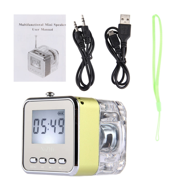 NiZHi TT-028 Multifunctional Mini Card Music Playback Speaker , with LCD Display & Color Light, Support TF Card & U-disk & AUX Line In and Out & FM Function