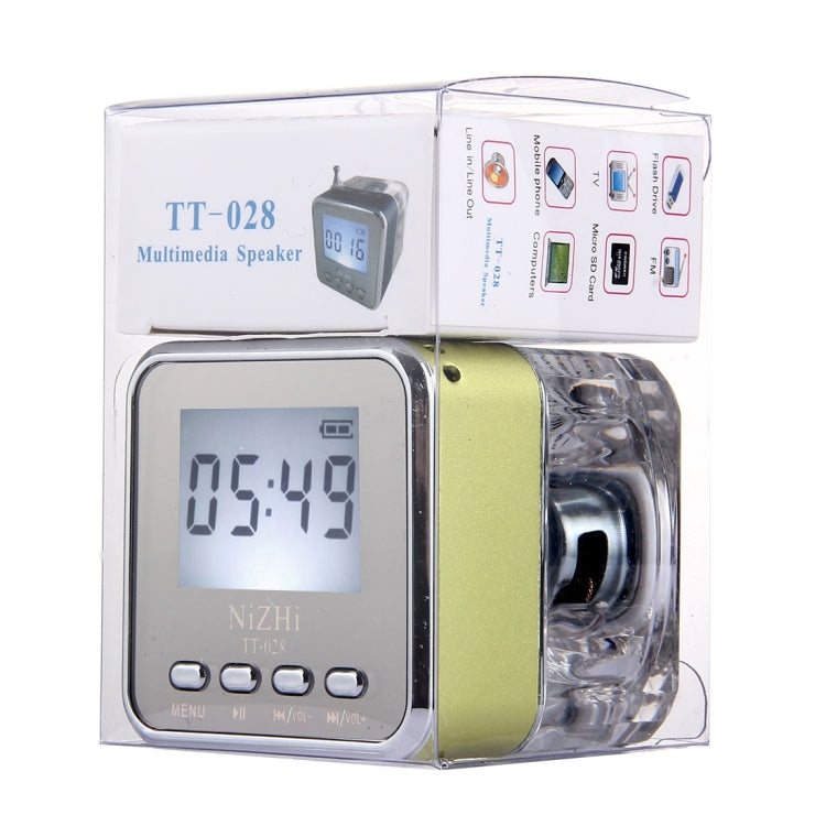 NiZHi TT-028 Multifunctional Mini Card Music Playback Speaker , with LCD Display & Color Light, Support TF Card & U-disk & AUX Line In and Out & FM Function