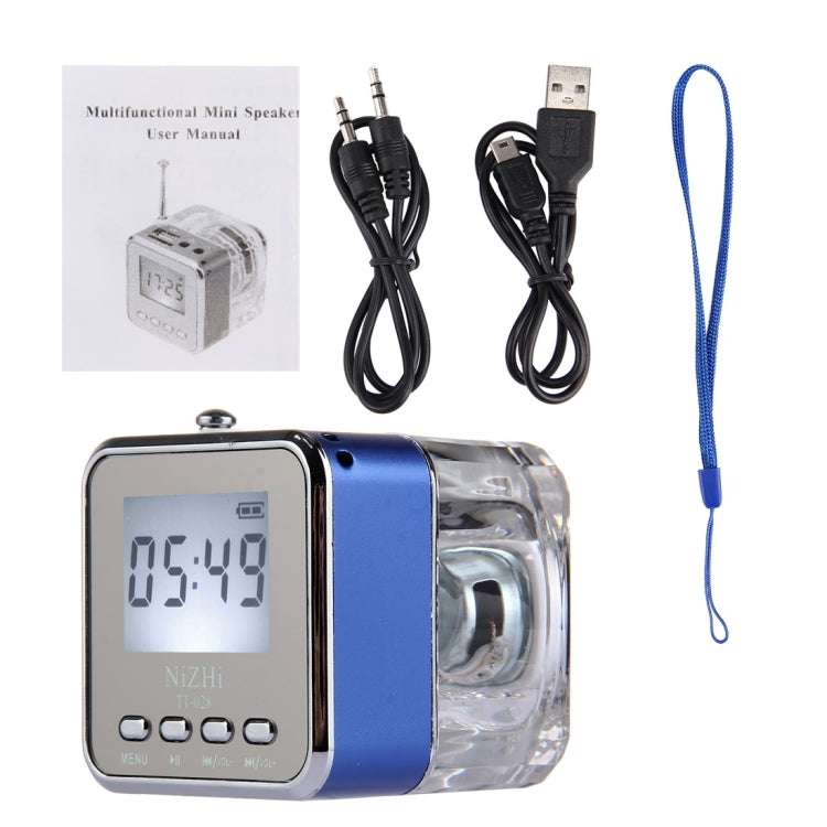 NiZHi TT-028 Multifunctional Mini Card Music Playback Speaker , with LCD Display & Color Light, Support TF Card & U-disk & AUX Line In and Out & FM Function