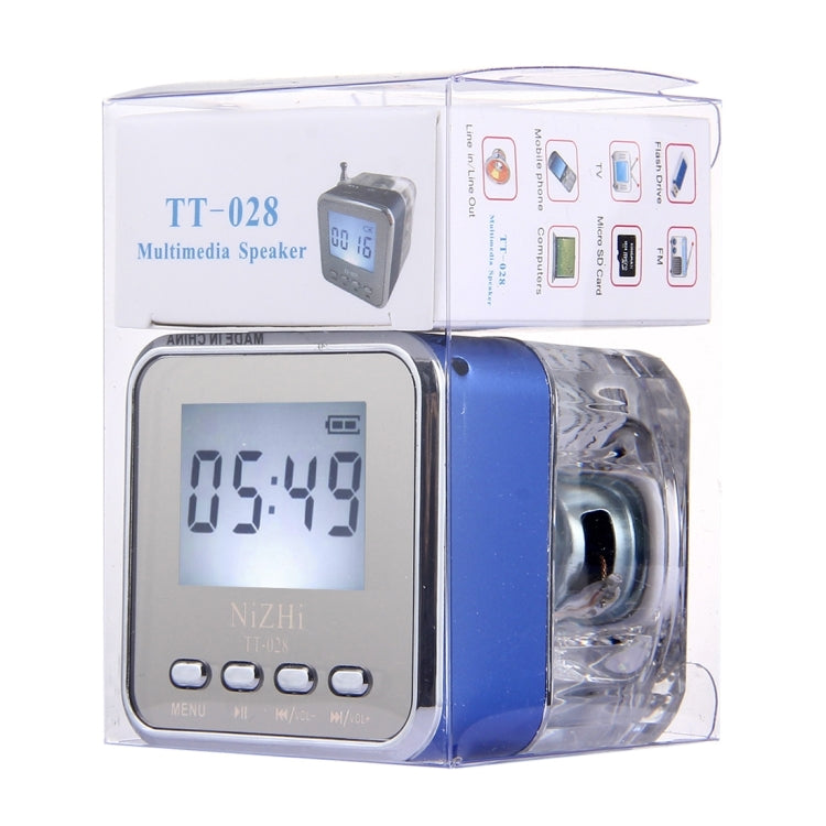 NiZHi TT-028 Multifunctional Mini Card Music Playback Speaker , with LCD Display & Color Light, Support TF Card & U-disk & AUX Line In and Out & FM Function
