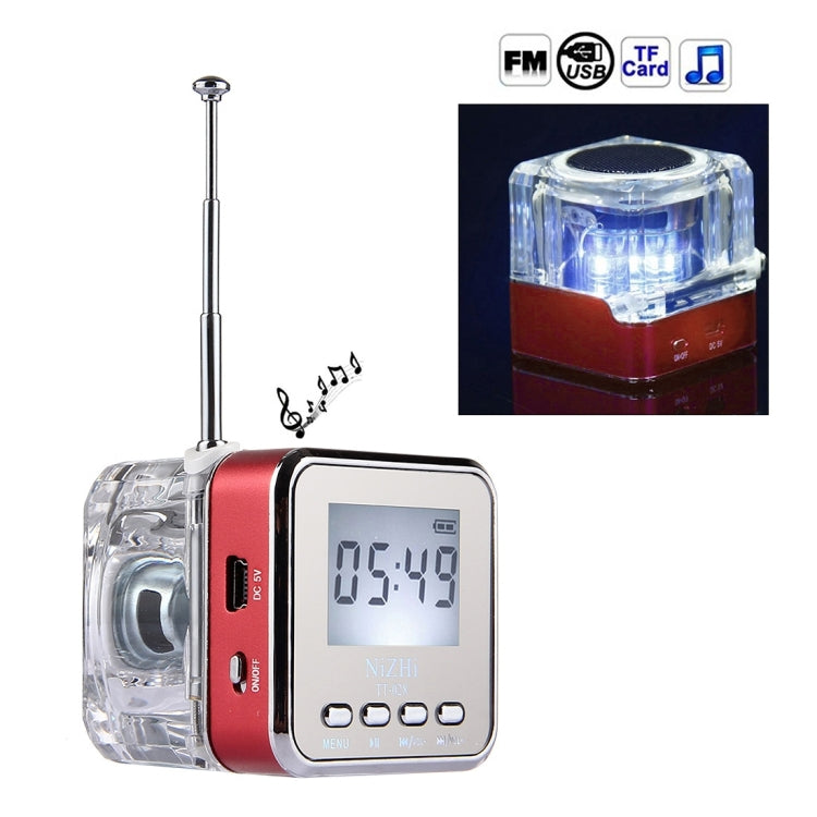 NiZHi TT-028 Multifunctional Mini Card Music Playback Speaker , with LCD Display & Color Light, Support TF Card & U-disk & AUX Line In and Out & FM Function