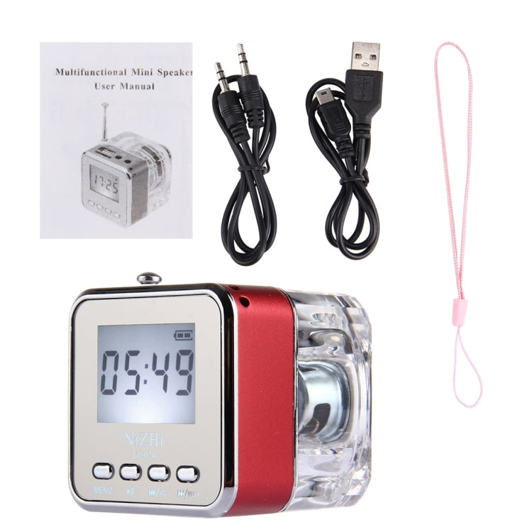 NiZHi TT-028 Multifunctional Mini Card Music Playback Speaker , with LCD Display & Color Light, Support TF Card & U-disk & AUX Line In and Out & FM Function