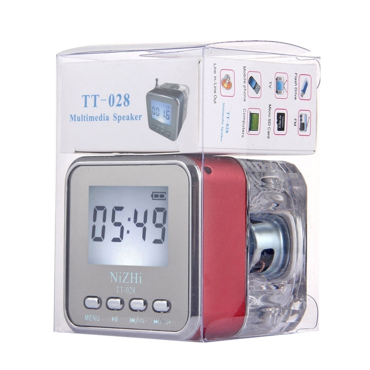 NiZHi TT-028 Multifunctional Mini Card Music Playback Speaker , with LCD Display & Color Light, Support TF Card & U-disk & AUX Line In and Out & FM Function