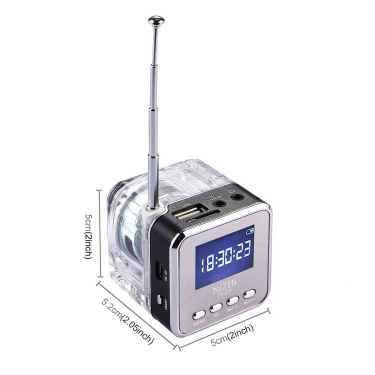 NiZHi TT-029 Multifunctional Mini Multimedia Music Playback Speaker , with LCD Display & Color Light, Support TF Card & U-disk & AUX Line In and Out & FM & Alarm Clock and Time & Lyrics Display  Function