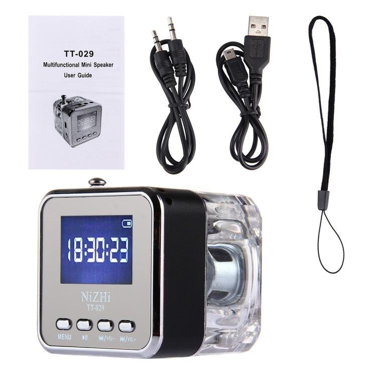 NiZHi TT-029 Multifunctional Mini Multimedia Music Playback Speaker , with LCD Display & Color Light, Support TF Card & U-disk & AUX Line In and Out & FM & Alarm Clock and Time & Lyrics Display  Function