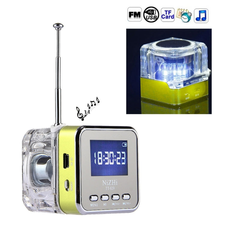 NiZHi TT-029 Multifunctional Mini Multimedia Music Playback Speaker , with LCD Display & Color Light, Support TF Card & U-disk & AUX Line In and Out & FM & Alarm Clock and Time & Lyrics Display  Function