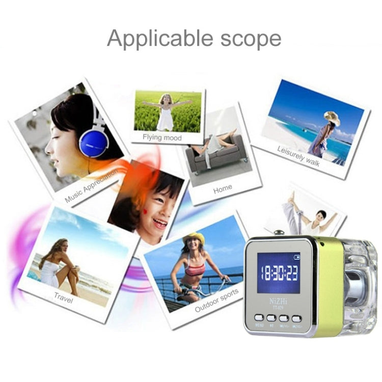 NiZHi TT-029 Multifunctional Mini Multimedia Music Playback Speaker , with LCD Display & Color Light, Support TF Card & U-disk & AUX Line In and Out & FM & Alarm Clock and Time & Lyrics Display  Function
