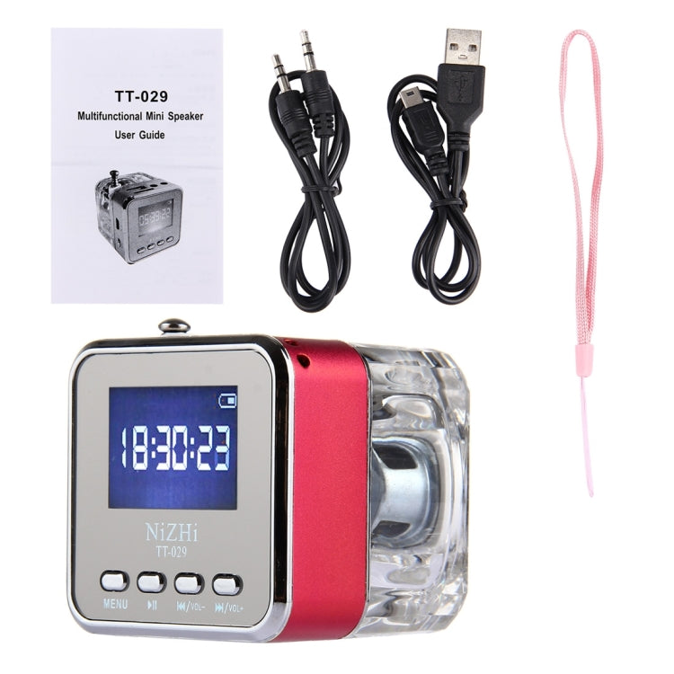 NiZHi TT-029 Multifunctional Mini Multimedia Music Playback Speaker , with LCD Display & Color Light, Support TF Card & U-disk & AUX Line In and Out & FM & Alarm Clock and Time & Lyrics Display  Function