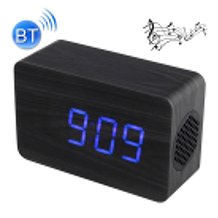 Multifunctional Wooden Wireless Bluetooth Stereo Speaker, with LED Clock & 64 Chord Music Alarm