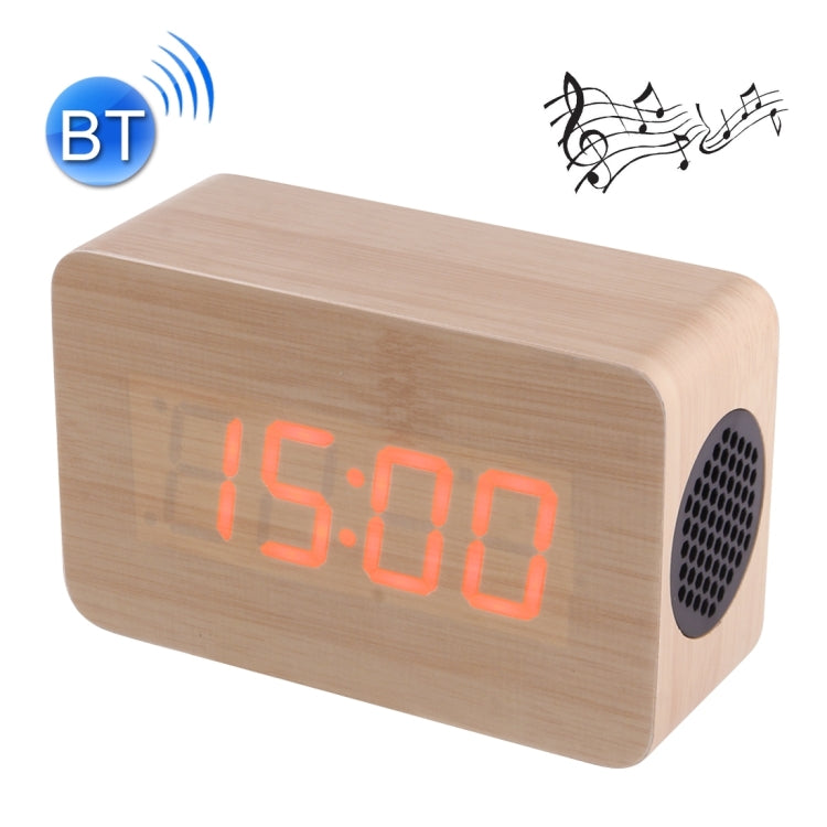 Multifunctional Wooden Wireless Bluetooth Stereo Speaker, with LED Clock & 64 Chord Music Alarm