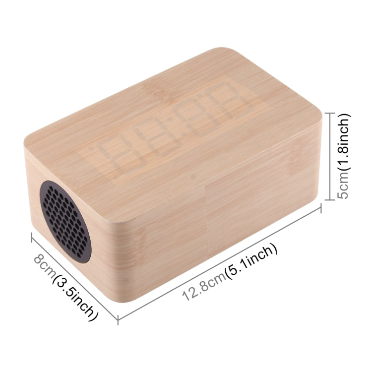 Multifunctional Wooden Wireless Bluetooth Stereo Speaker, with LED Clock & 64 Chord Music Alarm