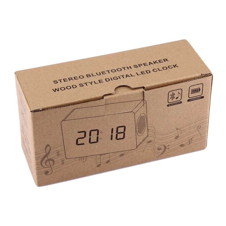 Multifunctional Wooden Wireless Bluetooth Stereo Speaker, with LED Clock & 64 Chord Music Alarm
