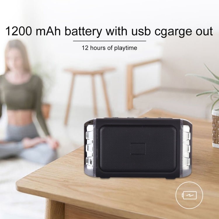 LN-22 DC 5V Portable Wireless Speaker with Hands-free Calling & Dual Colorful LED Light, Support USB & TF Card & 3.5mm Aux