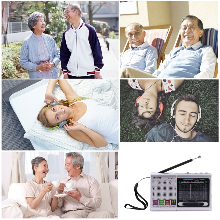 COLON RX-BT6622 Portable FM AM SW (1-7) 9 Bands Channels Radio, Rechargeable Li-ion Battery, Support Micro TF Card / USB / Bluetooth / MP3 Player