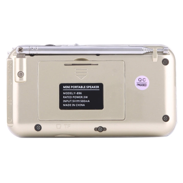 Y-896 Portable Stereo LCD Digital FM AM Radio Speaker, Rechargeable Li-ion Battery, Support Micro TF Card / USB / MP3 Player