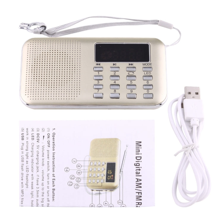 Y-896 Portable Stereo LCD Digital FM AM Radio Speaker, Rechargeable Li-ion Battery, Support Micro TF Card / USB / MP3 Player