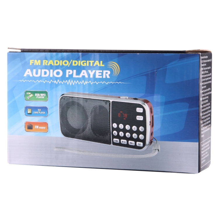 Y-501 Portable  Hi-Fi FM AM Radio Speaker, Rechargeable Li-ion Battery, LED Light, Support Micro TF Card / USB / MP3 Player