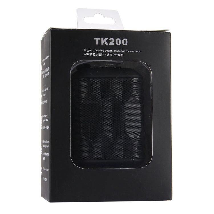 TK200 Portable Life Waterproof Bluetooth Stereo Speaker, with Built-in MIC & Hook, Support Hands-free Calls & TF Card & AUX IN, Bluetooth Distance: 10m(Black)