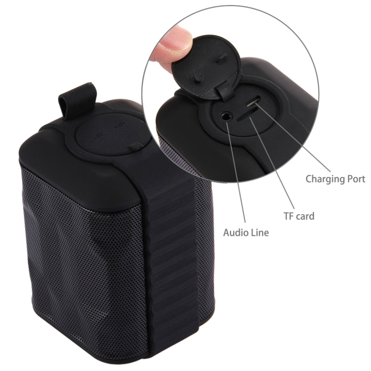 TK200 Portable Life Waterproof Bluetooth Stereo Speaker, with Built-in MIC & Hook, Support Hands-free Calls & TF Card & AUX IN, Bluetooth Distance: 10m(Black)