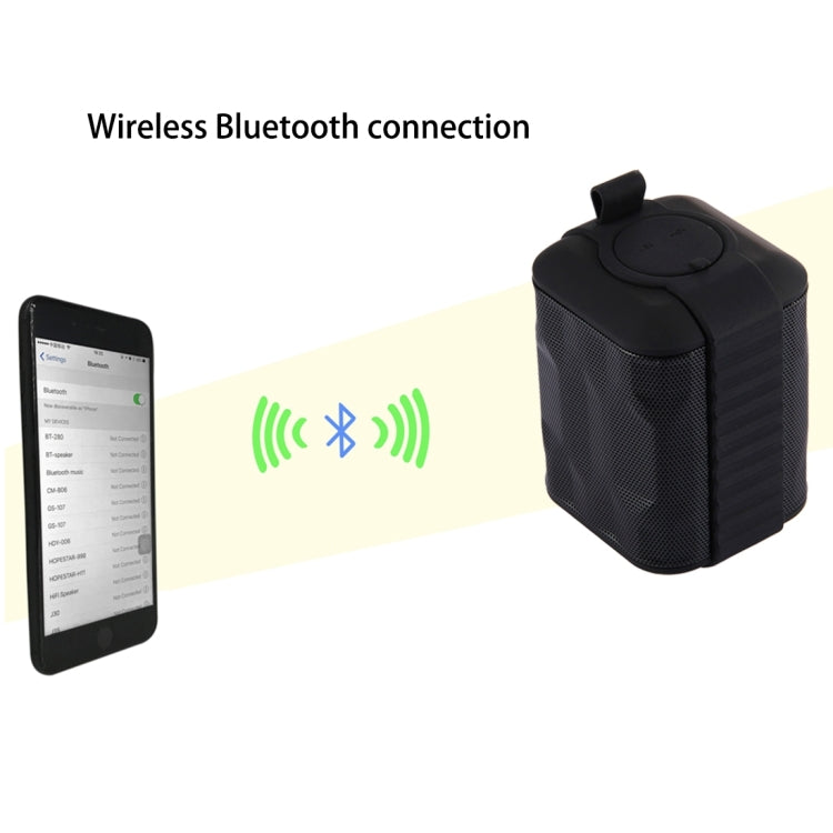 TK200 Portable Life Waterproof Bluetooth Stereo Speaker, with Built-in MIC & Hook, Support Hands-free Calls & TF Card & AUX IN, Bluetooth Distance: 10m(Black)
