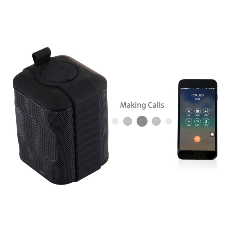 TK200 Portable Life Waterproof Bluetooth Stereo Speaker, with Built-in MIC & Hook, Support Hands-free Calls & TF Card & AUX IN, Bluetooth Distance: 10m(Black)