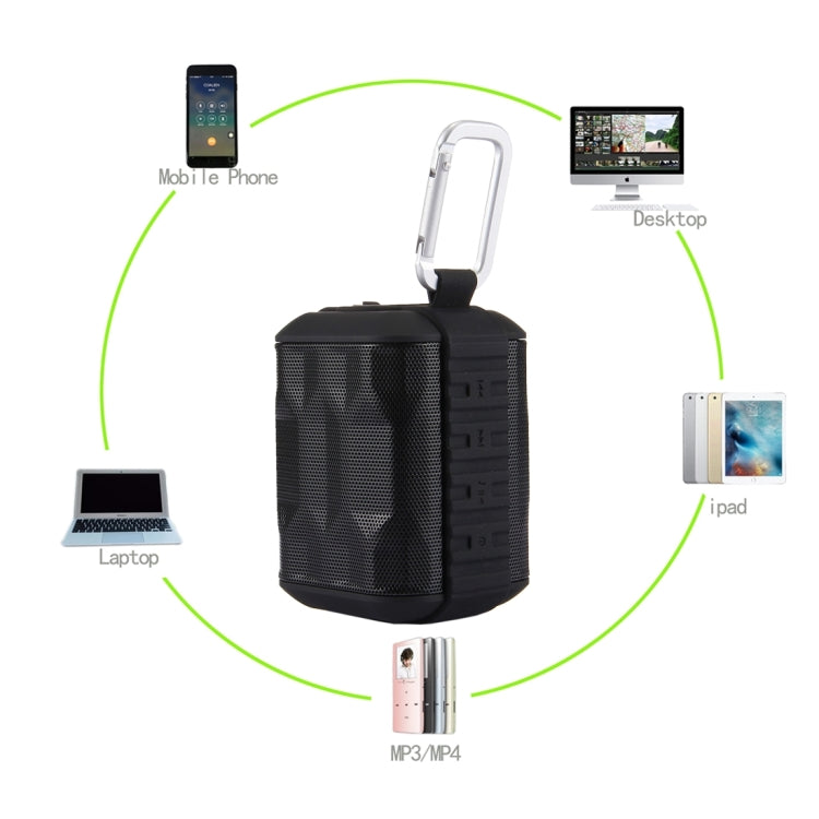 TK200 Portable Life Waterproof Bluetooth Stereo Speaker, with Built-in MIC & Hook, Support Hands-free Calls & TF Card & AUX IN, Bluetooth Distance: 10m(Black)
