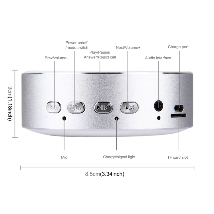 Portable Round Shaped Bluetooth Stereo Speaker, with Built-in MIC, Support Hands-free Calls & TF Card & AUX IN, Bluetooth Distance: 10m