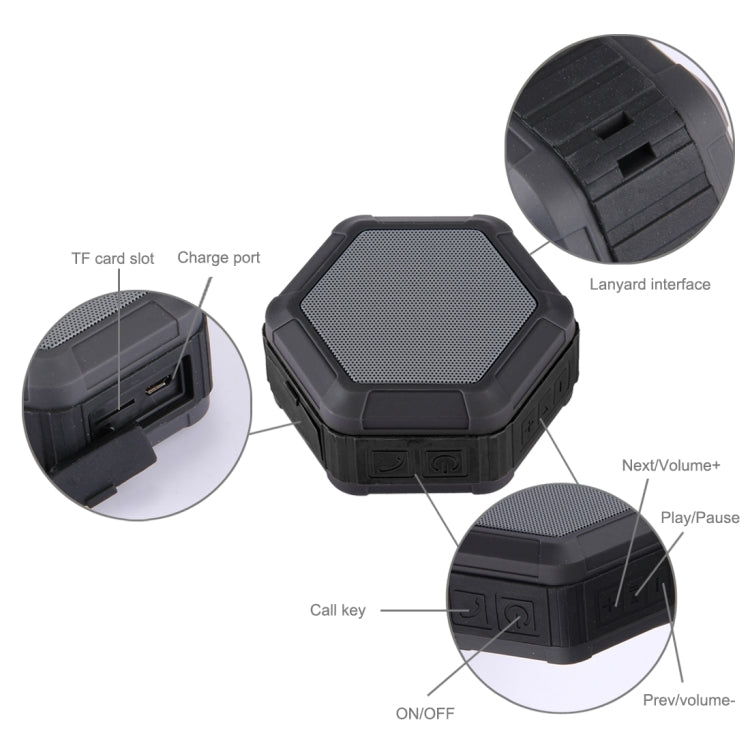 BT508 Portable Life Waterproof Bluetooth Stereo Speaker with Built-in MIC & Hook, Support Hands-free Calls & TF Card & FM, Bluetooth Distance: 10m