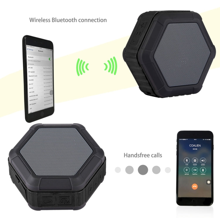 BT508 Portable Life Waterproof Bluetooth Stereo Speaker with Built-in MIC & Hook, Support Hands-free Calls & TF Card & FM, Bluetooth Distance: 10m