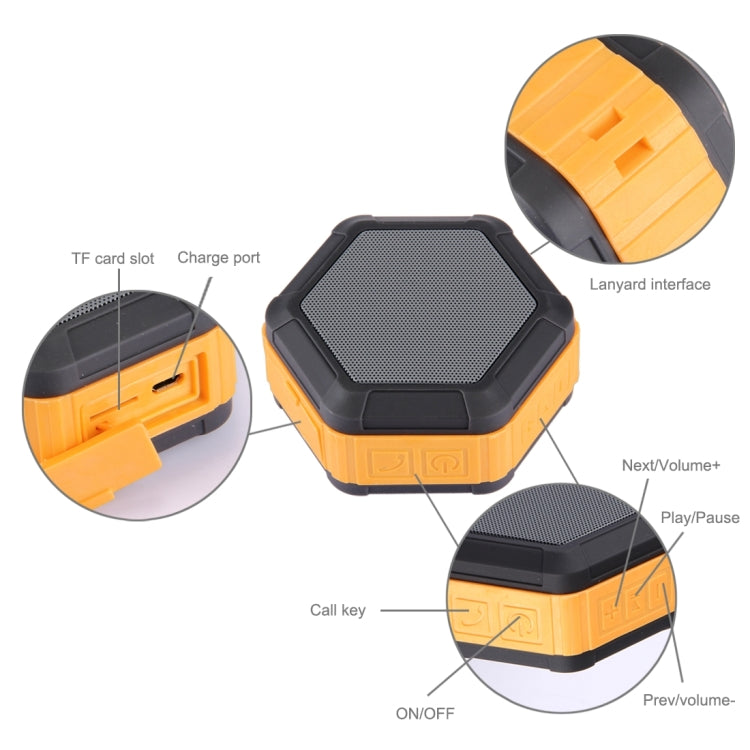 BT508 Portable Life Waterproof Bluetooth Stereo Speaker with Built-in MIC & Hook, Support Hands-free Calls & TF Card & FM, Bluetooth Distance: 10m