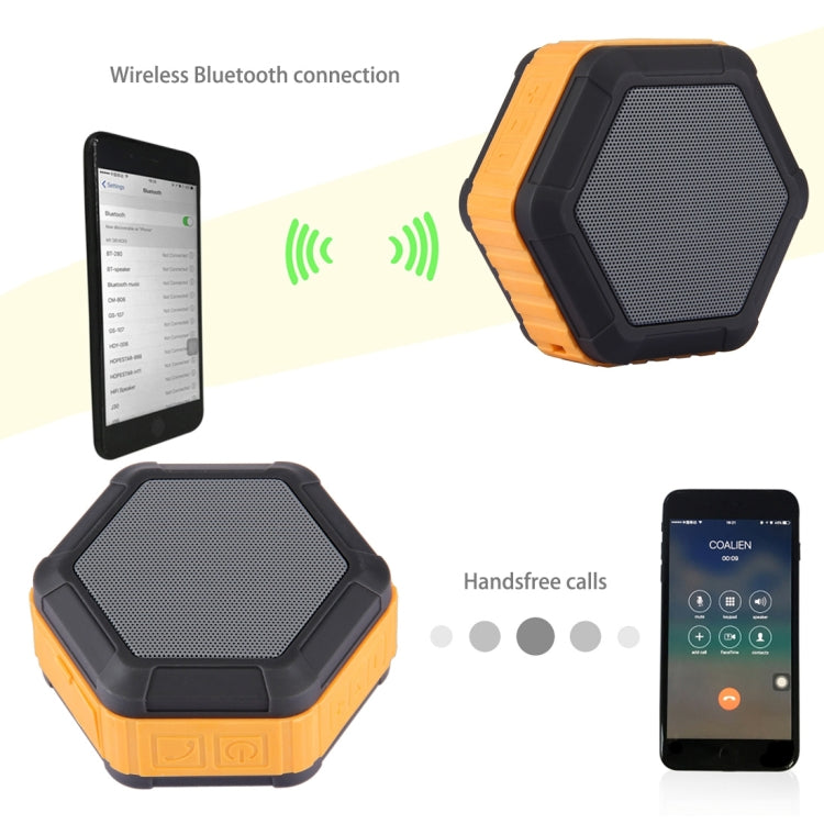 BT508 Portable Life Waterproof Bluetooth Stereo Speaker with Built-in MIC & Hook, Support Hands-free Calls & TF Card & FM, Bluetooth Distance: 10m