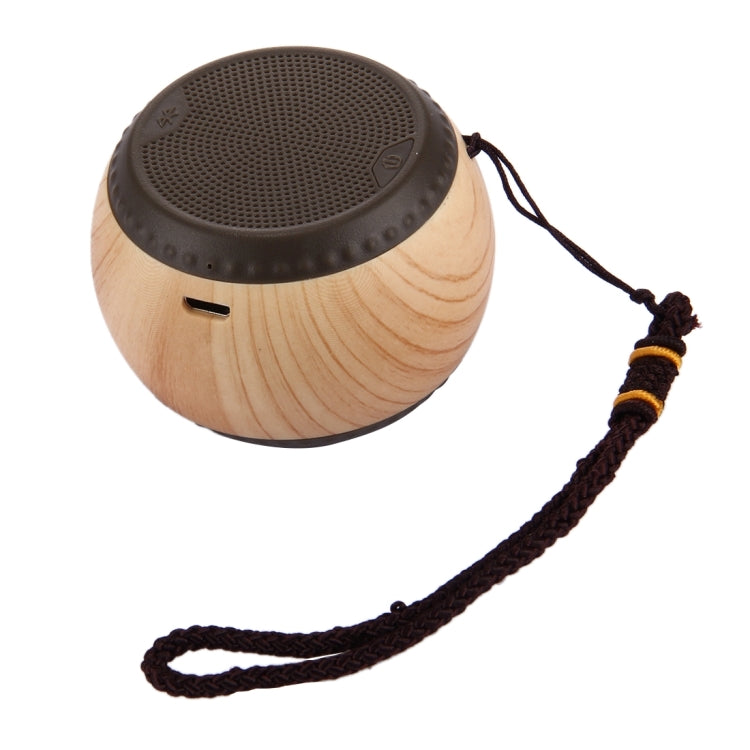 A14 Mini Portable Drum Shaped Wood Texture Bluetooth Stereo Speaker with Lanyard, Bluetooth Distance: 10m(Brown)